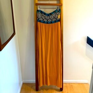 Machinemachine Empire waist strapless jersey dress